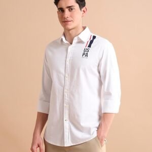 U.S. Polo Assn. Regular Fit Solid Cotton Mens Shirt | Spread Collar and Curved Hemline Shirts for Men