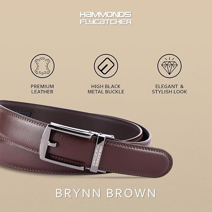 Genuine Leather Belt for Men, Premium Leather Belt with Auto Lock mechanism, Mens Belt Leather Branded with Slide Lock for Everyday Wear - Image 6