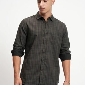 Highlander Men's Slim Fit Shirt for Men | Checks Shirt | Long Sleeves | Spread Collar | Casual Shirts | Men Shirts | Shirts for Men