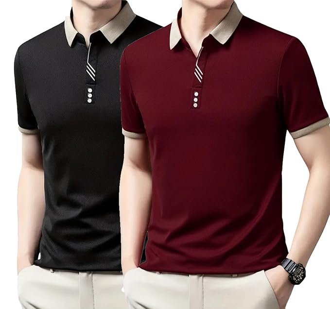 Lymio Polo T Shirt for Men || T Shirt for Man || Collar T Shirt Style Men (Packs Also Available) (Polo-55-58)