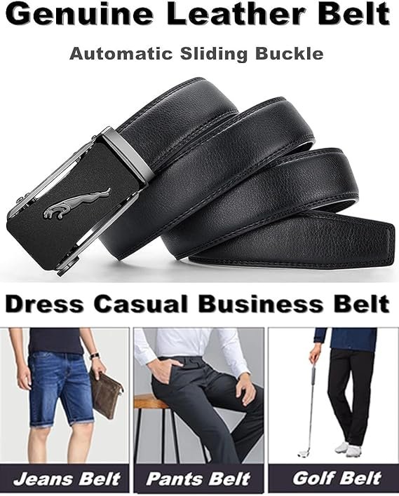 Contacts Genuine Leather Belt for Men with Easier Adjustable Autolock Buckle - Micro Adjustable Belt Fit Everywhere |Formal & Casual | Gift Box - Image 6