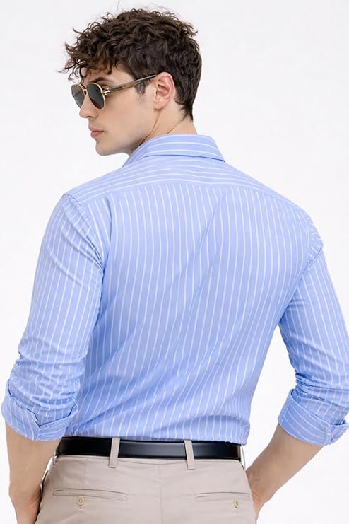 U TURN Men's Casual Printed Striped Stylish Latest Formal Shirt for Men - Image 3