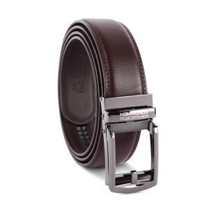 Genuine Leather Belt for Men, Premium Leather Belt with Auto Lock mechanism, Mens Belt Leather Branded with Slide Lock for Everyday Wear