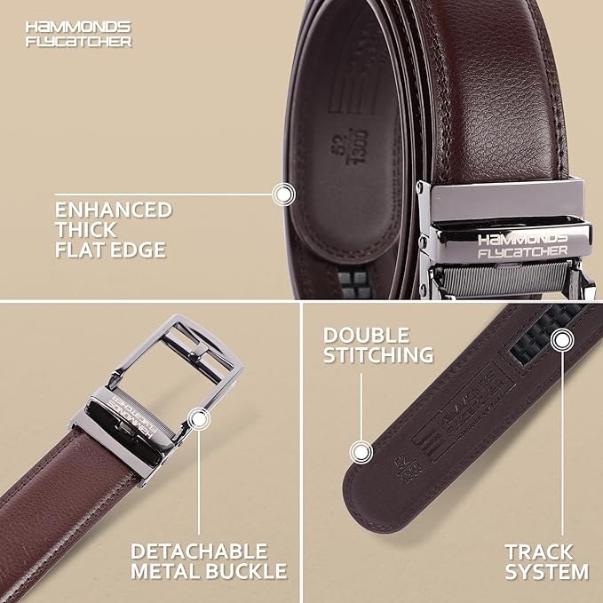 Genuine Leather Belt for Men, Premium Leather Belt with Auto Lock mechanism, Mens Belt Leather Branded with Slide Lock for Everyday Wear - Image 2