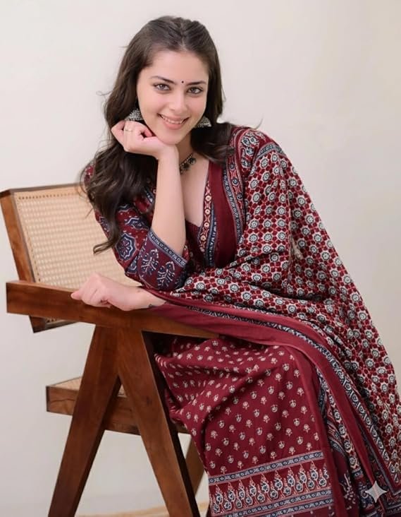 KLOSIA Women's Rayon Printed Anarkali Kurta and Pant with Dupatta Set - Image 4